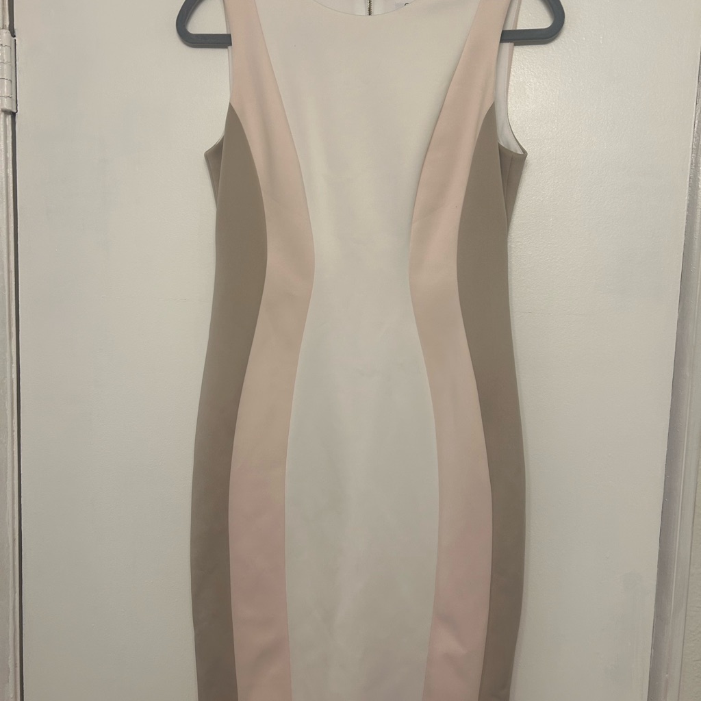 Calvin Klein Cream And Pink Midi Dress